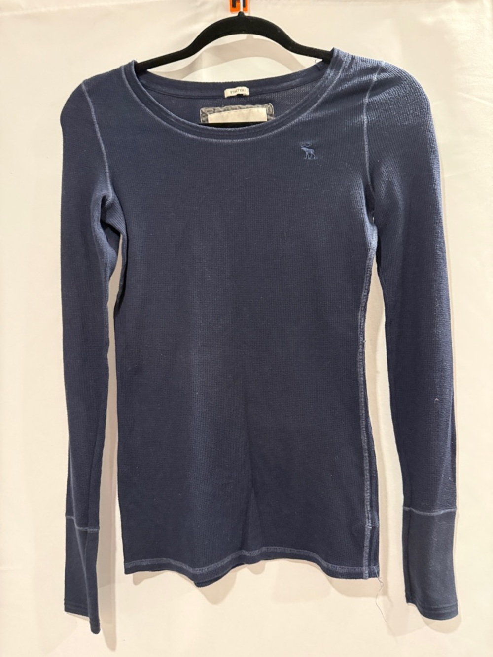 Abercrombie & Fitch Navy Long-Sleeve Waffle Knit Tee